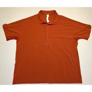 Fabletics Mens Polo Shirt Size L Burnt Orange Short Sleeve Athletic Casual